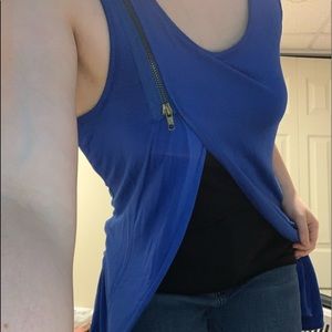 Blue and Black Double Layer Tank Top